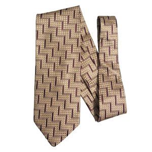 Ermenegildo Zenga Gold & Maroon Diagonal Stairsteps Silk Tie